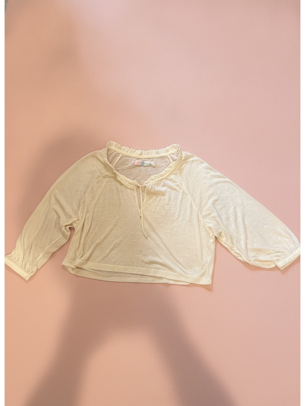 Free People Beach White Semi Sheer Tie Top Medium NWT